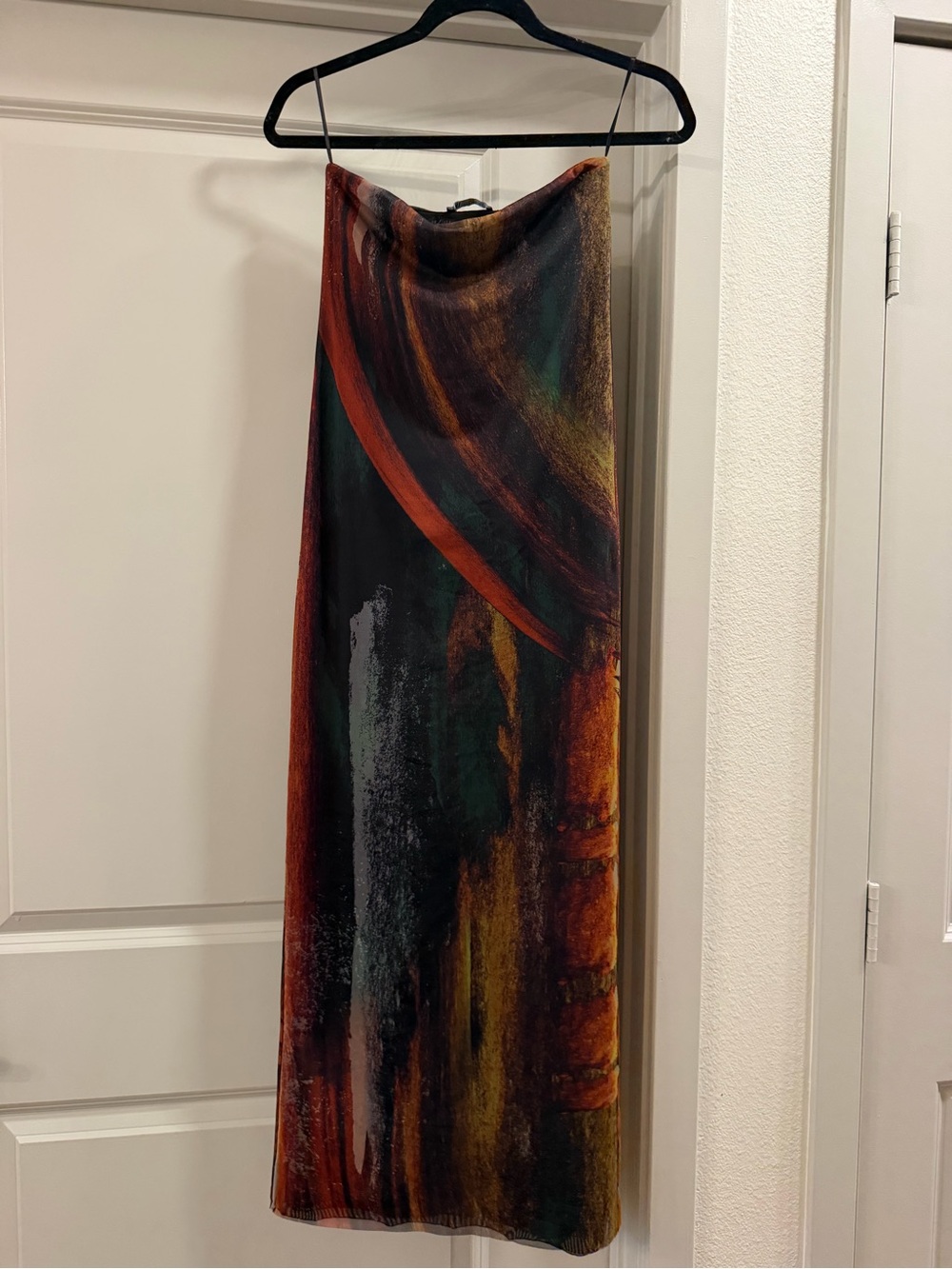 Zara Multicolor Abstract midi dress in Black, Rust, Green